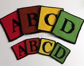 Alphabet Coasters & Potholders Knitting Pattern [ENGLISH ONLY]