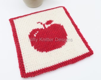 Apple Potholder Knitting Pattern [ENGLISH ONLY]