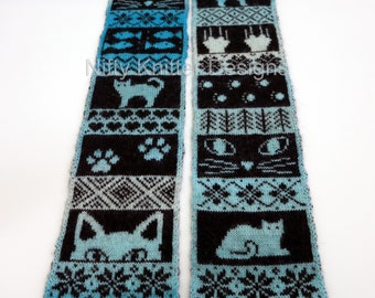 Cat Scarf Knitting Pattern: Reversible Double Knit Design (PDF