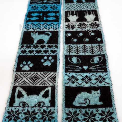Cute Cat Scarf Knitting Pattern Cattitude Scarf Etsy