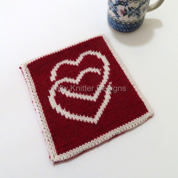 Hearts Potholder Knitting Pattern - Double Hearts Potholder [ENGLISH ONLY, PDF Download]