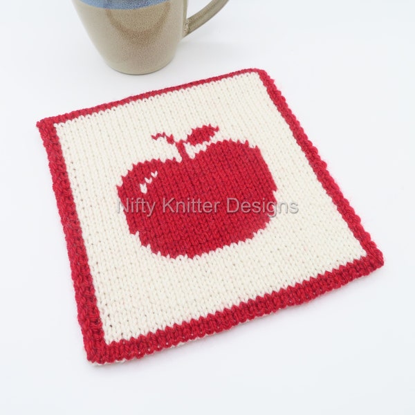 Apple Potholder Knitting Pattern [ENGLISH ONLY, PDF Download]