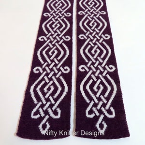 Celtic Knot Scarf Knitting Pattern: Reversible Double Knit Design (PDF Download, English Only)