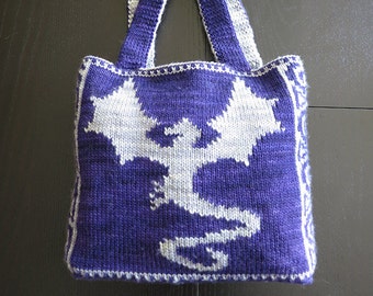 Dragon Bag Knitting Pattern, tote - Reversible Dragonflight Bag [ENGLISH ONLY, PDF Download]