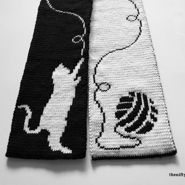 Cute Cat Scarf Knitting Pattern - Cattitude Scarf [ENGLISH ONLY, PDF Download]