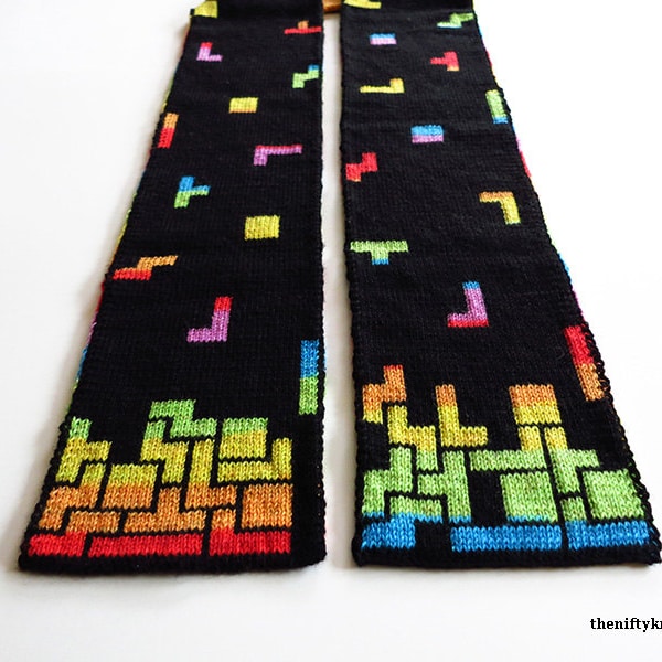 Interlocking Blocks Scarf Knitting Pattern [ENGLISH ONLY, PDF Download]