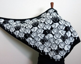 Sheep Shawl Knitting Pattern: Reversible Double Knit Design (PDF Download, English Only)