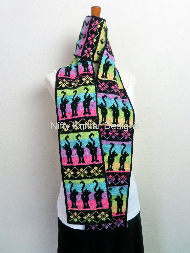 Funny Cat Scarf Knitting Pattern Sassy Cats Scarf Etsy
