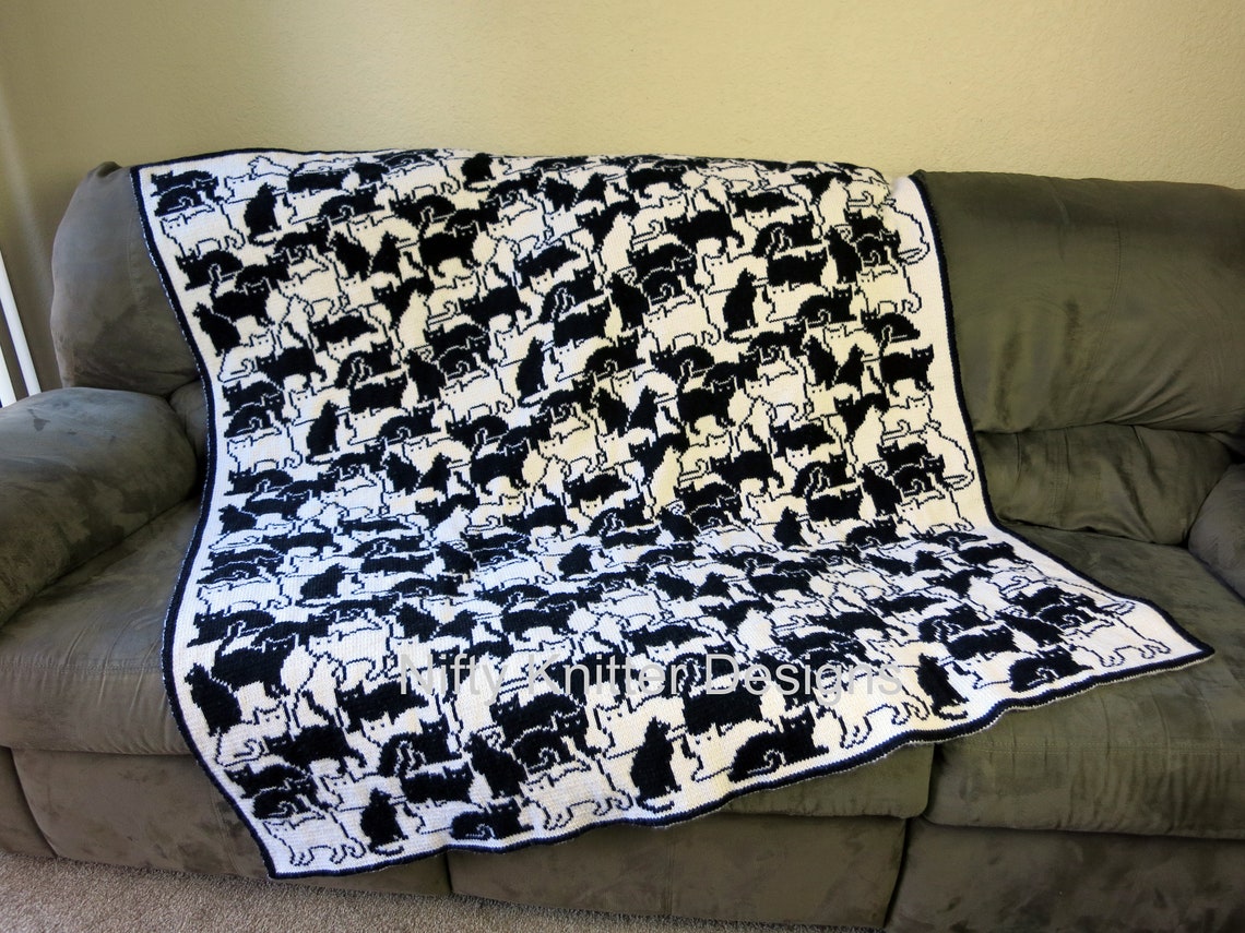 Cute Cat Blanket Knitting Pattern Baby Throw Herding Cats Etsy