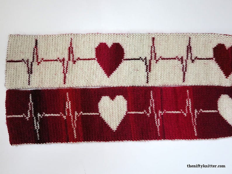 Heart ECG Scarf Knitting Pattern Pitter-Pat Scarf image 2