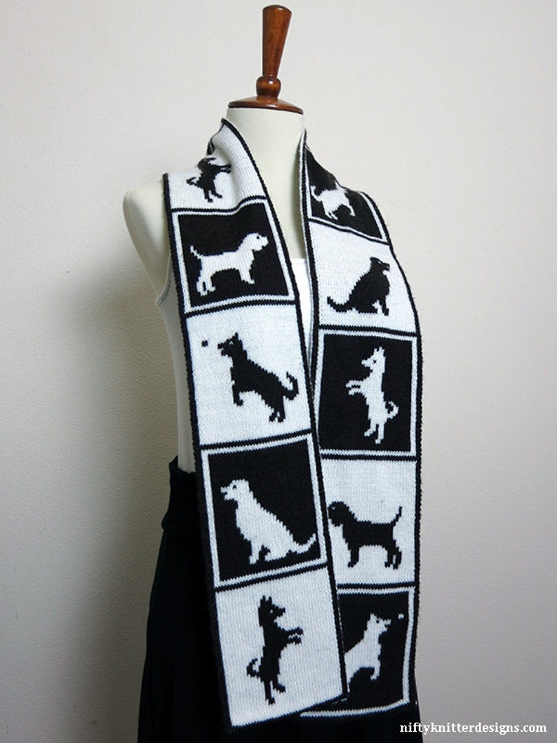 Cute Dog Scarf Knitting Pattern Dogs in Boxes Scarf image 4