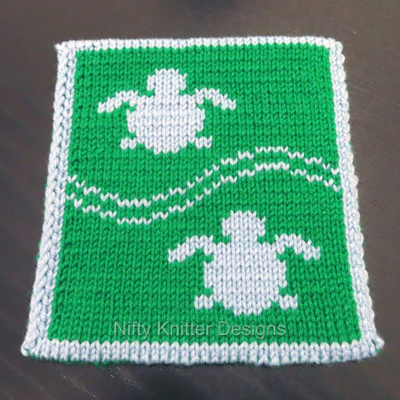 Knitted Turtle Shell Pattern Sea Turtle Potholder Knitting Pattern: Reversible Double Knit Design ...