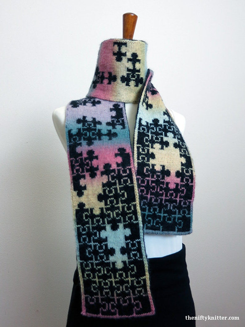 Jigsaw Puzzle Scarf Knitting Pattern Puzzlin' Scarf image 7