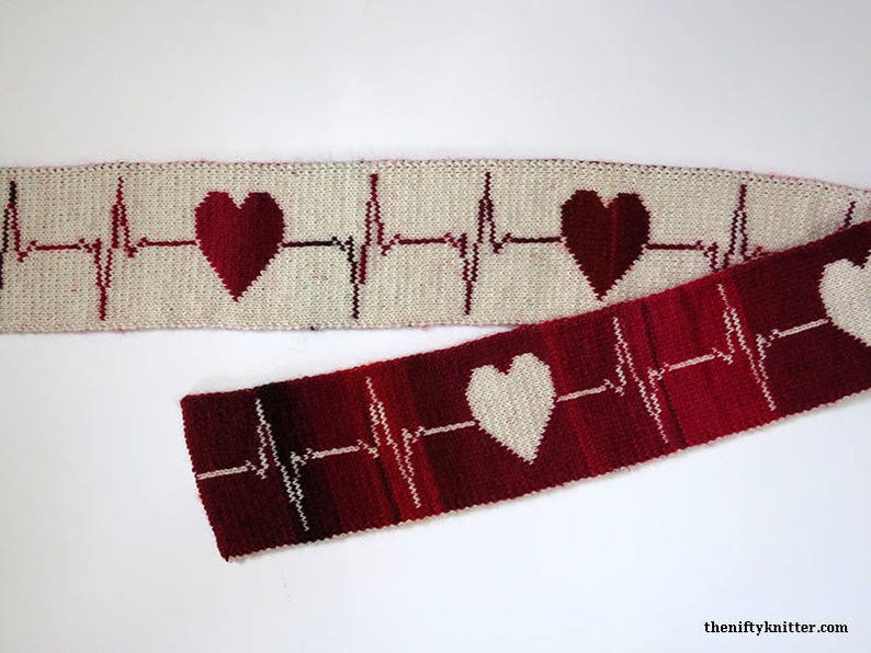 Heart ECG Scarf Knitting Pattern Pitter-Pat Scarf image 5
