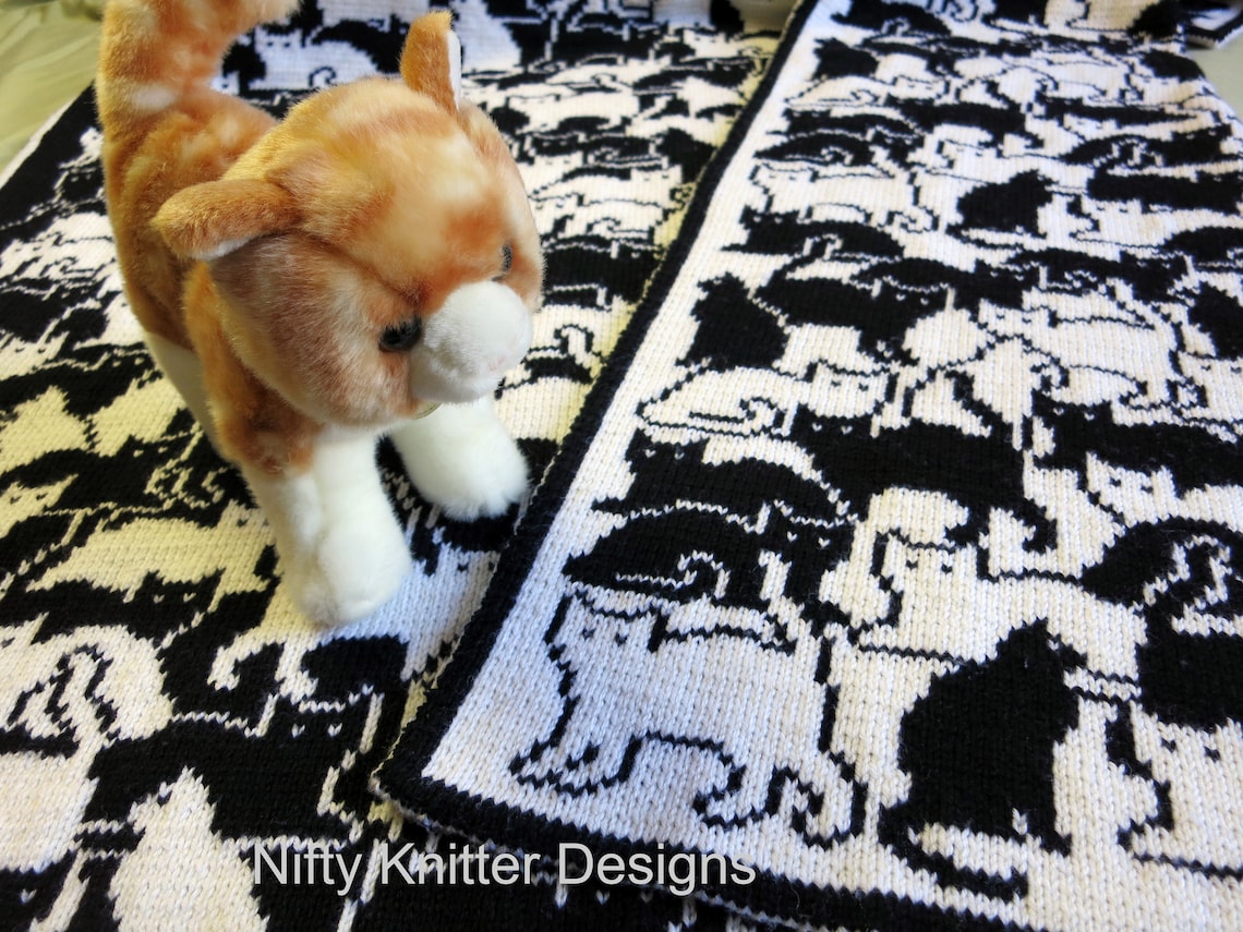 Cute Cat Blanket Knitting Pattern Baby Throw Herding Cats Etsy