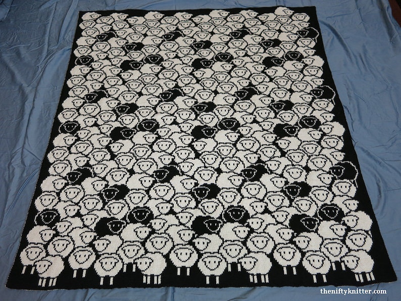 Sheep Blanket Knitting Pattern Baby Throw Counting Sheep Etsy Canada