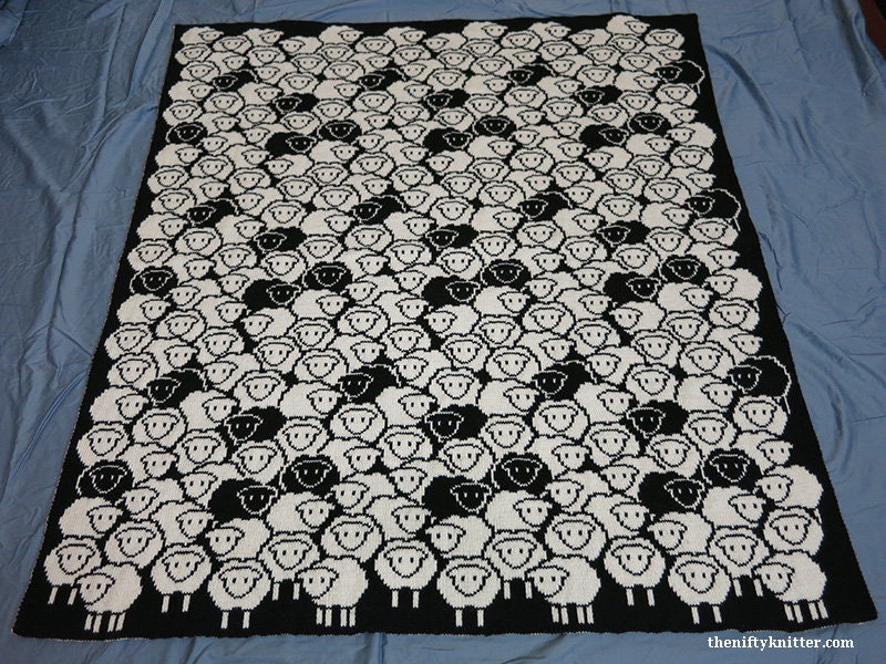 Sheep Blanket Knitting Pattern Baby Throw Counting Sheep Etsy