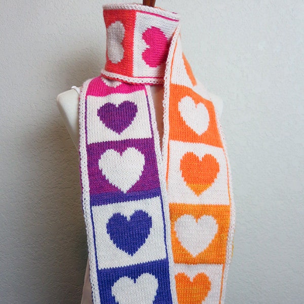 Modèle de tricot écharpe coeur - écharpe Share the Love [ANGLAIS UNIQUEMENT, téléchargement PDF]