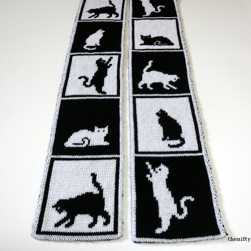 Cute Cat Scarf Knitting Pattern Cattitude Scarf Etsy
