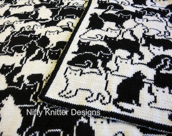 Cat Blanket Knitting Pattern: Reversible Double Knit Baby & Throw (PDF Download, English Only)
