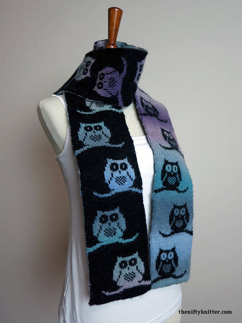 Cute Owl Scarf Knitting Pattern Parliament of Owls Scarf ENGLISH ONLY, PDF Download image 3