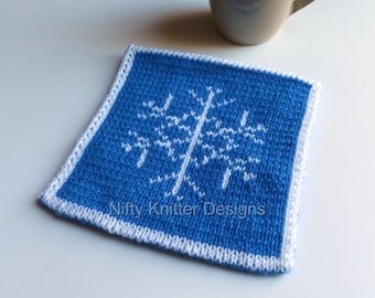 Winter Snowflake Potholder Knitting Pattern [ENGLISH ONLY, PDF Download]