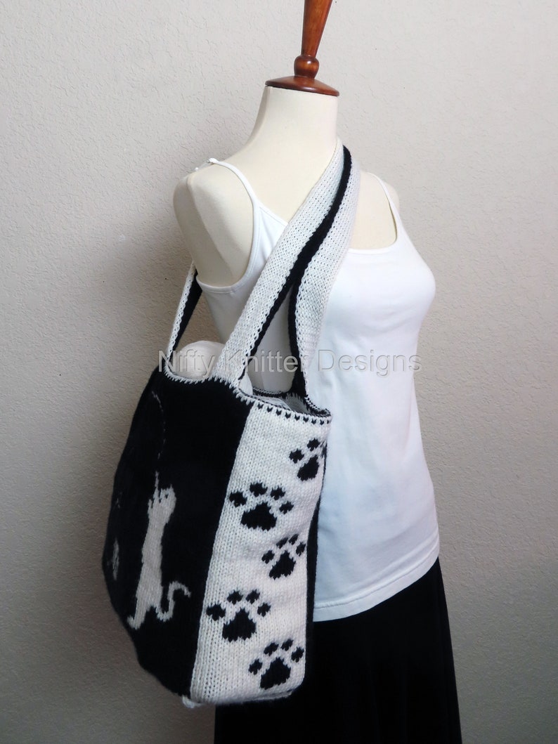 Cute Cat Bag Knitting Pattern Cattitude Bag image 5