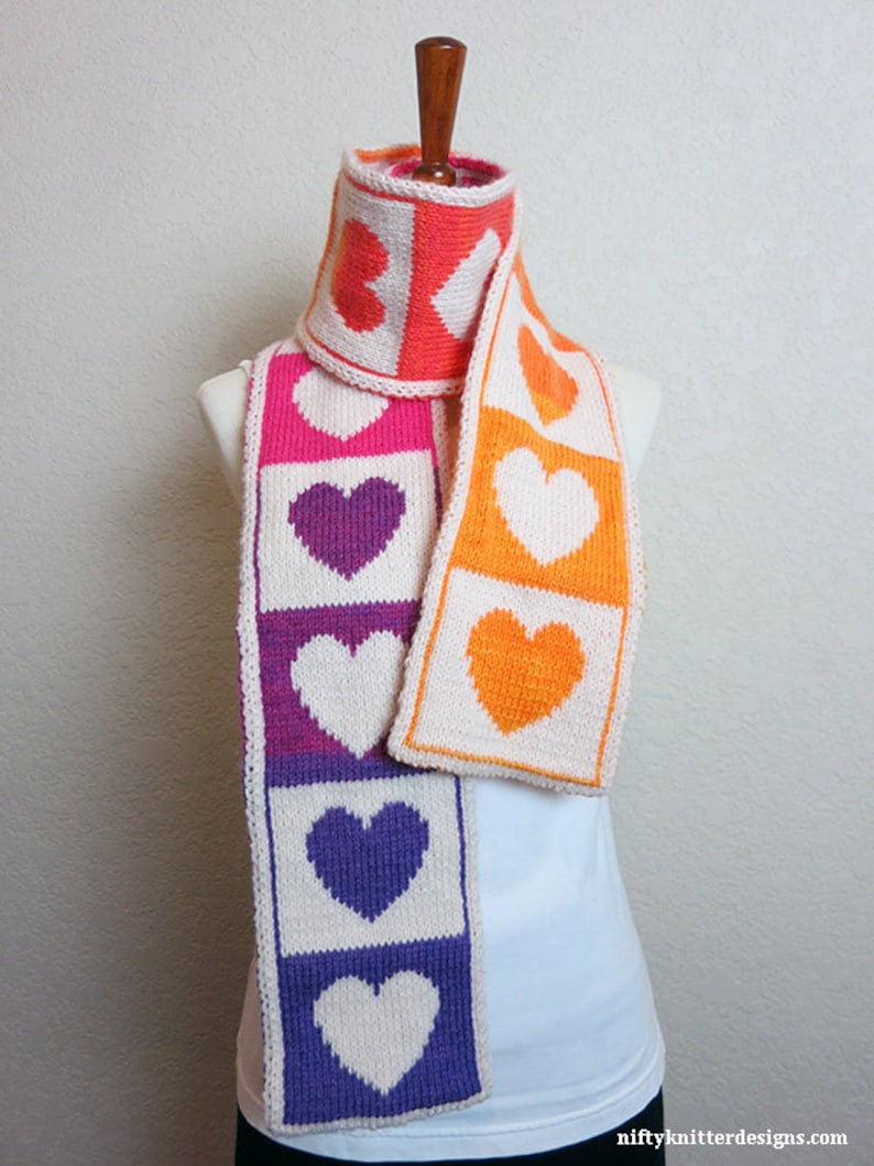 Heart Scarf Knitting Pattern Share the Love Scarf ENGLISH ONLY image 6