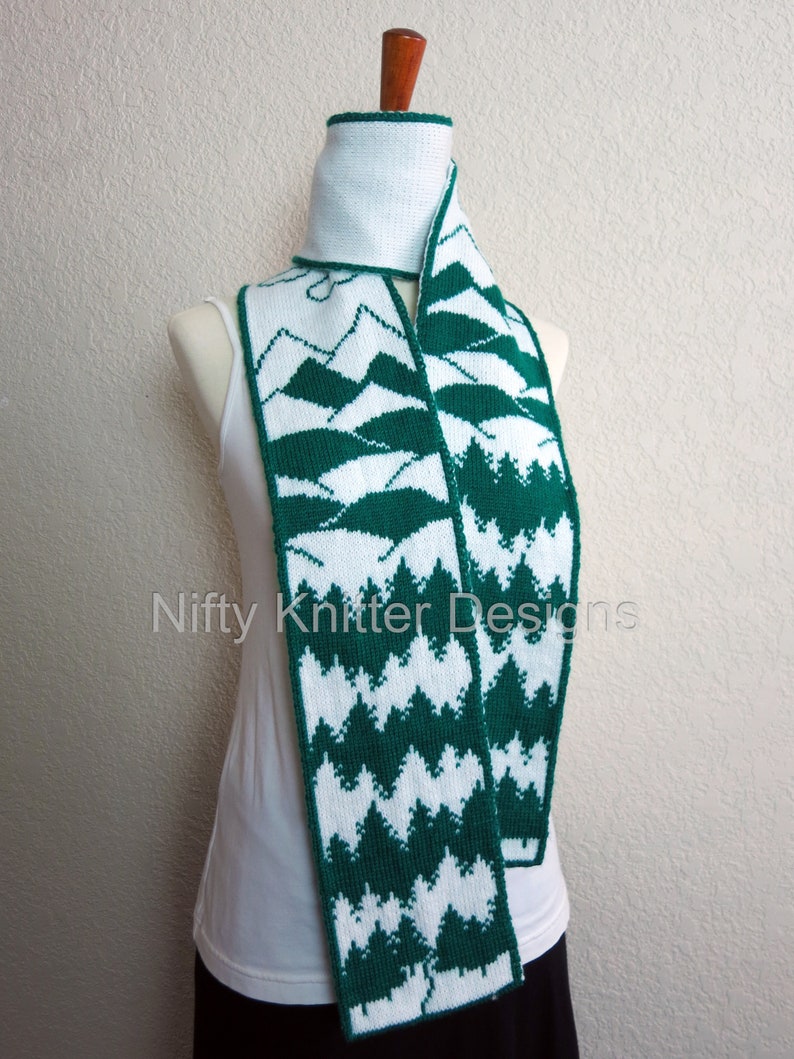 Forest Scarf Knitting Pattern Into the Woods Scarf ENGLISH ONLY, PDF Download image 3