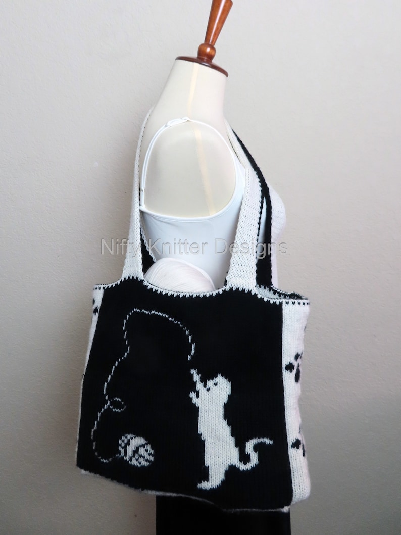 Cute Cat Bag Knitting Pattern Cattitude Bag image 6
