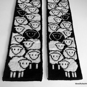 Cute Sheep Scarf Knitting Pattern Counting Sheep Scarf ENGLISH ONLY, PDF Download image 1