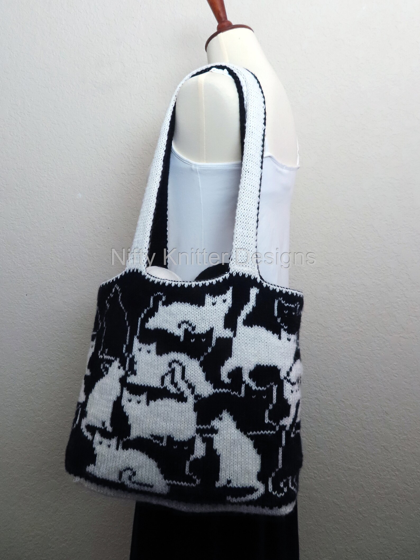 Cute Cat Bag Knitting Pattern Herding Cats Bag Etsy