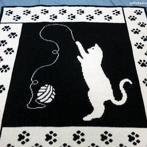 Cute Cat Blanket Knitting Pattern, baby, throw Cattitude Blanket ENGLISH ONLY image 6