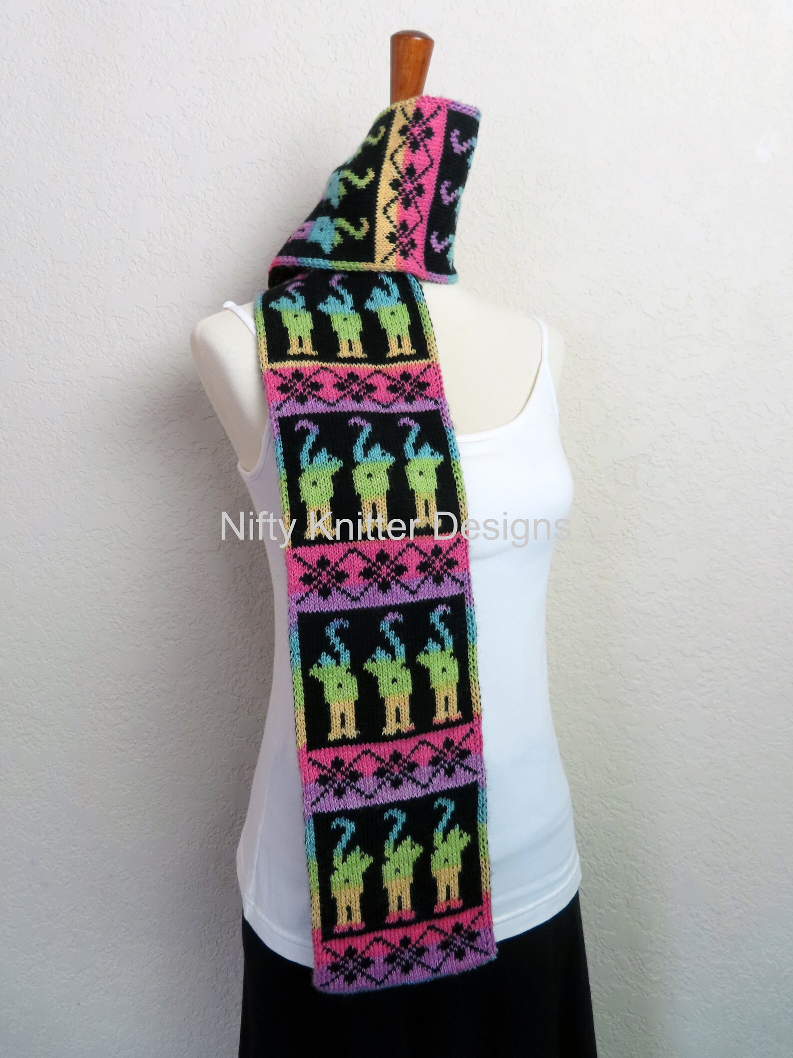 Funny Cat Scarf Knitting Pattern Sassy Cats Scarf Etsy