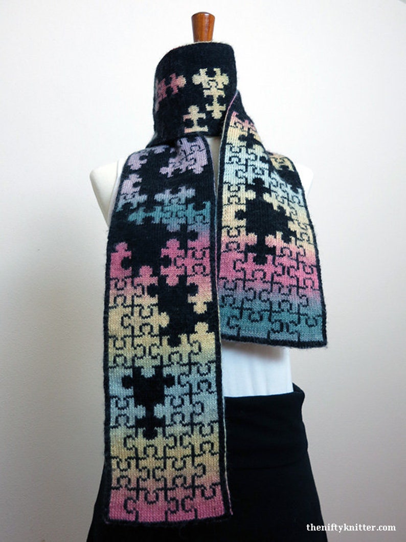 Jigsaw Puzzle Scarf Knitting Pattern ENGLISH ONLY, PDF Download image 6