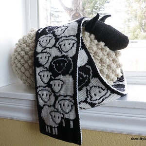 Cute Sheep Scarf Knitting Pattern Counting Sheep Scarf ENGLISH ONLY image 2