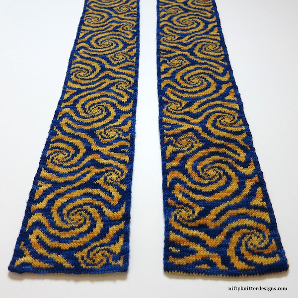 Van Gogh Starry Night Knitting Pattern - Whirl Scarf [ENGLISH ONLY, PDF Download]