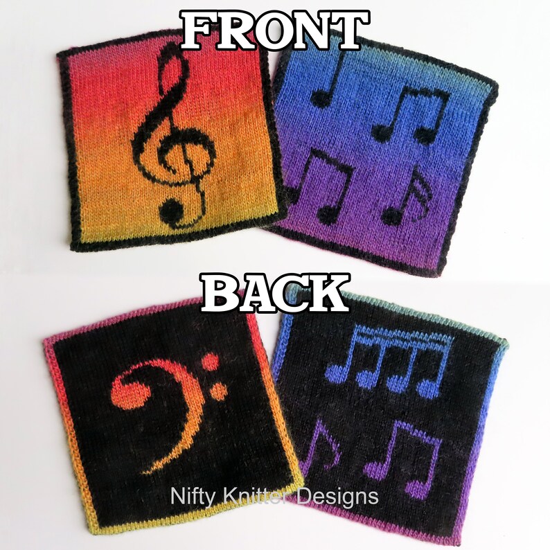 Music Note Potholders Knitting Pattern Musical Potholders ENGLISH ONLY, PDF Download image 3