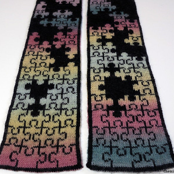 Jigsaw Puzzle Scarf Knitting Pattern [ENGLISH ONLY, PDF Download]