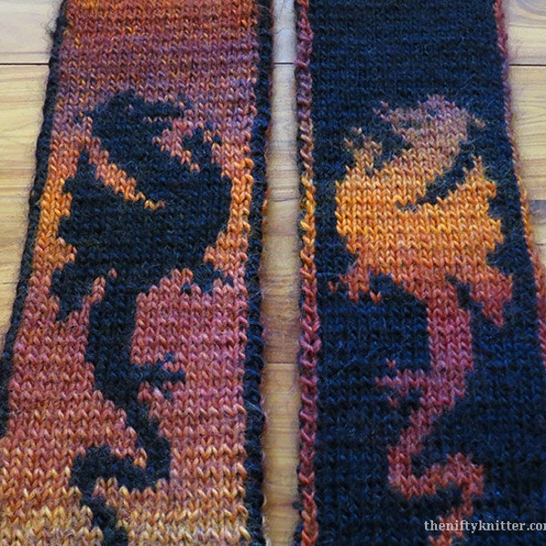 Dragon Scarf Knitting Pattern - Fire Dragon Scarf [ENGLISH ONLY, PDF Download]