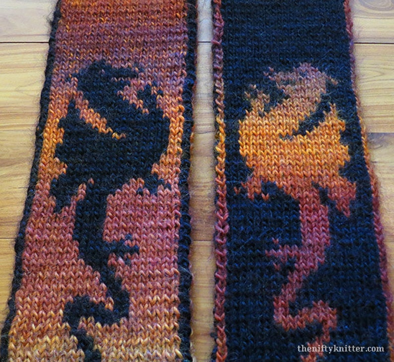 Dragon Scarf Knitting Pattern Fire Dragon Scarf ENGLISH ONLY image 1