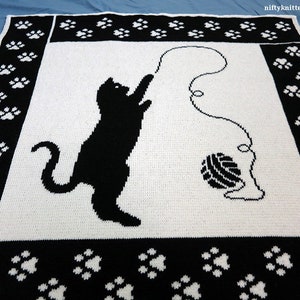 Cute Cat Blanket Knitting Pattern, baby, throw Cattitude Blanket ENGLISH ONLY image 4