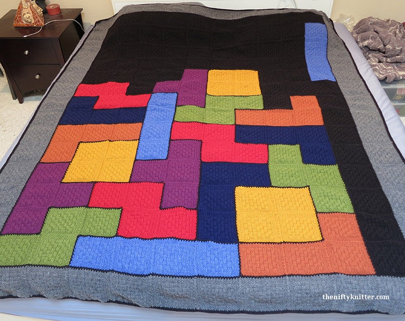 Blocks Blanket Knitting Pattern Interlocking Blocks Afghan ENGLISH ONLY, PDF Download image 1