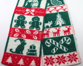 Meowy Christmas Festive Cat Scarf Knitting Pattern [ENGLISH ONLY, PDF Download]