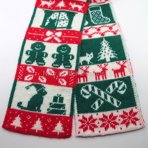 Meowy Christmas Festive Cat Scarf Knitting Pattern [ENGLISH ONLY, PDF Download]