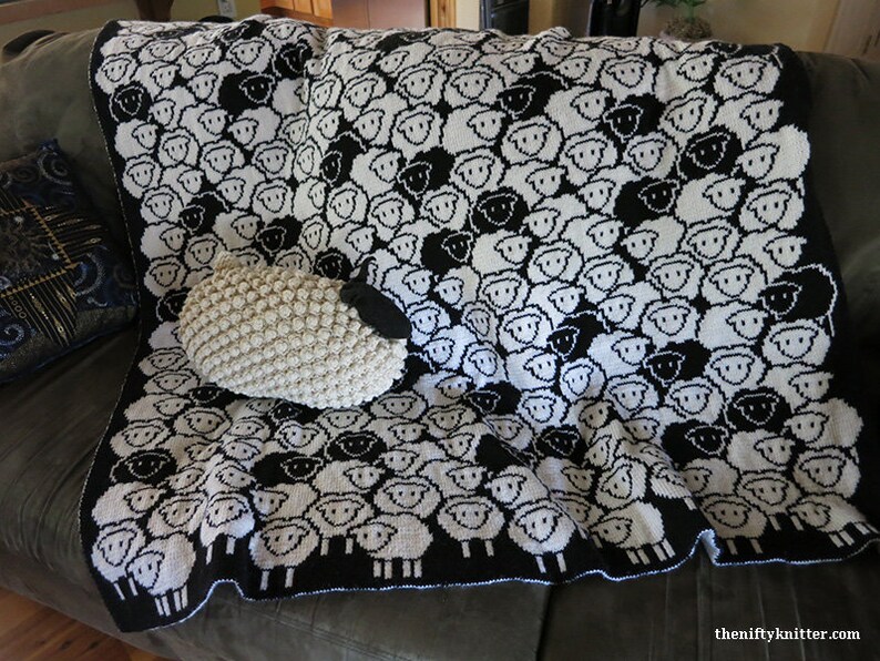 Cute Sheep Blanket Knitting Pattern, Baby, Throw Counting Sheep Blanket ENGLISH ONLY, PDF Download image 4