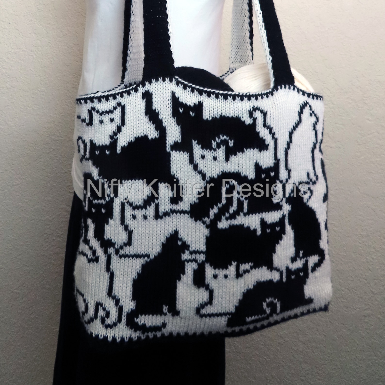 Cute Cat Bag Knitting Pattern Herding Cats Bag Etsy