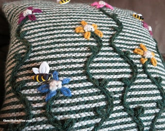 Flower Pillow Knitting Pattern - May Flowers Pillow