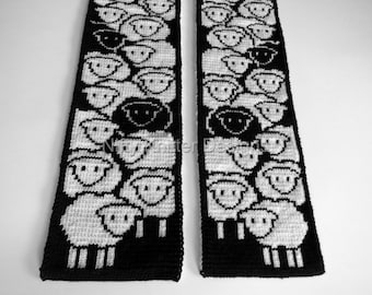 Sheep Scarf Knitting Pattern: Counting Sheep, Reversible Double Knit Design (PDF Download, English Only)