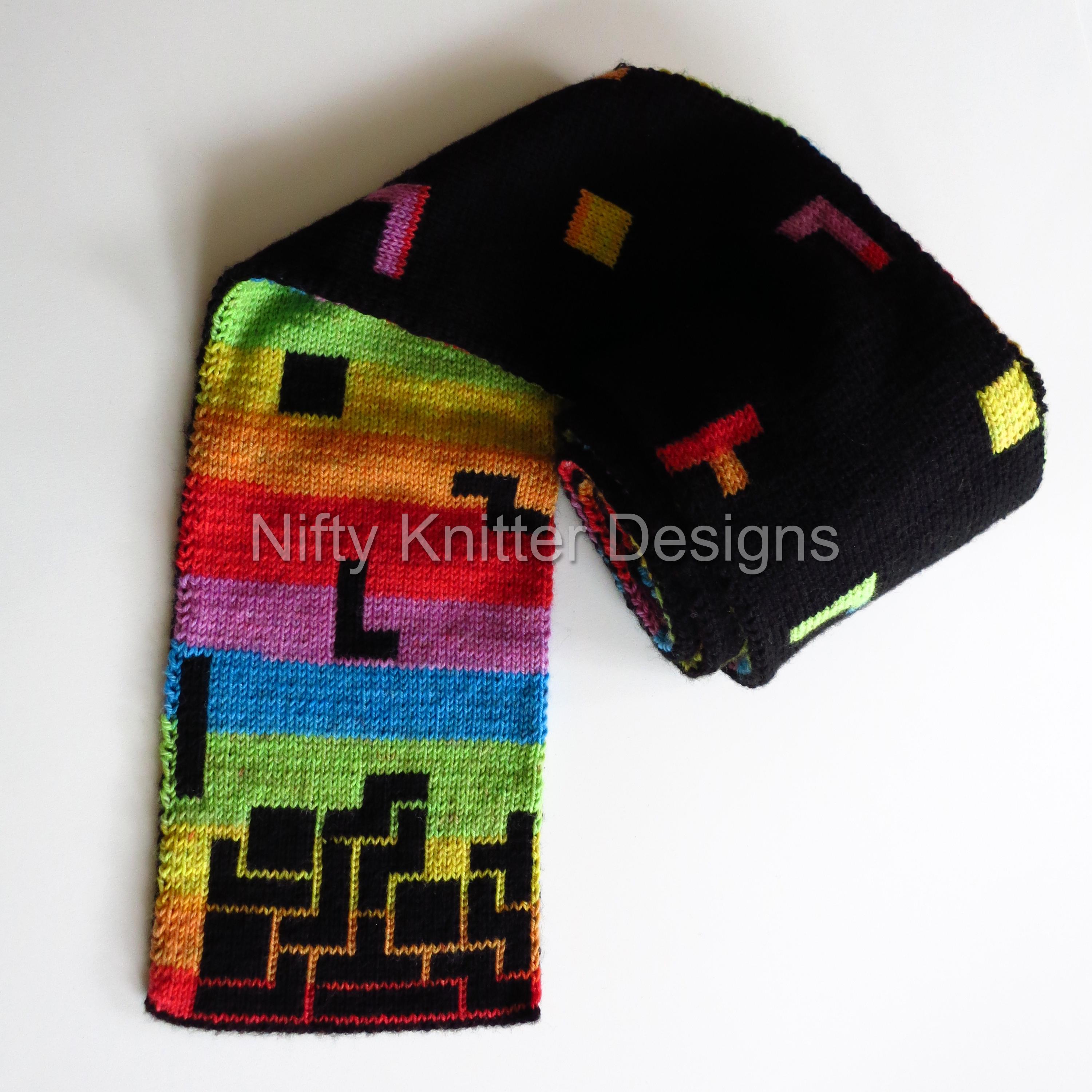 Interlocking Blocks Scarf Knitting Pattern: Reversible Double Knit ...